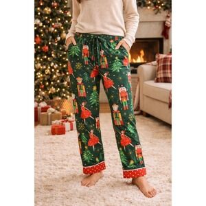 Averie Christmas Nutcracker Pajama Pants XL Holiday Satin Sleep Lounge